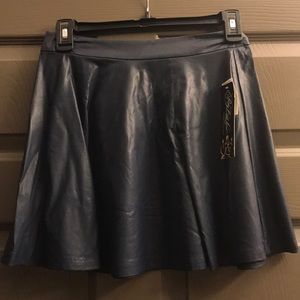 Blue faux leather mini skirt